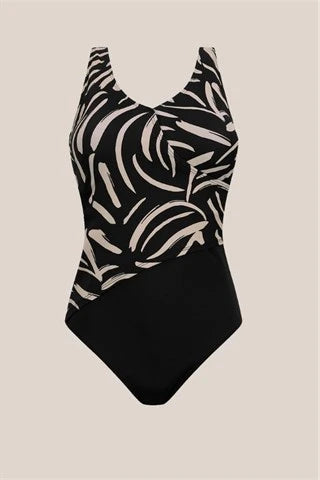 Turin Full Bodice Mastectomy Swimsuit - black/quartz sand