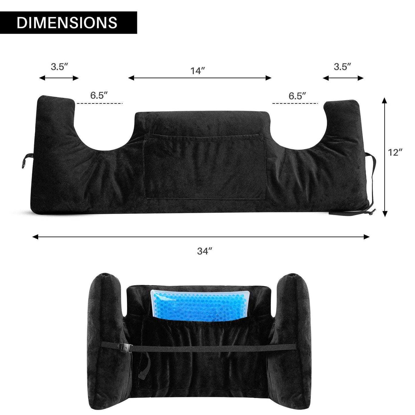 Cheer Collection Post Mastectomy Pillow - Post Surgery Chest Protection Pillow: Black