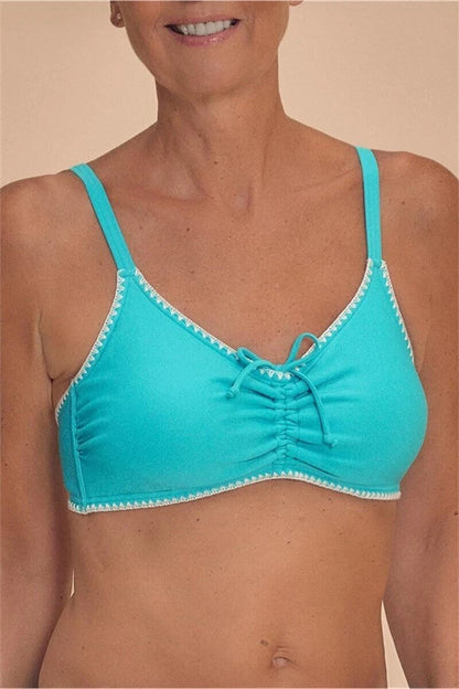 Salerno Wire-Free Bikini Top - Light Jade/White
