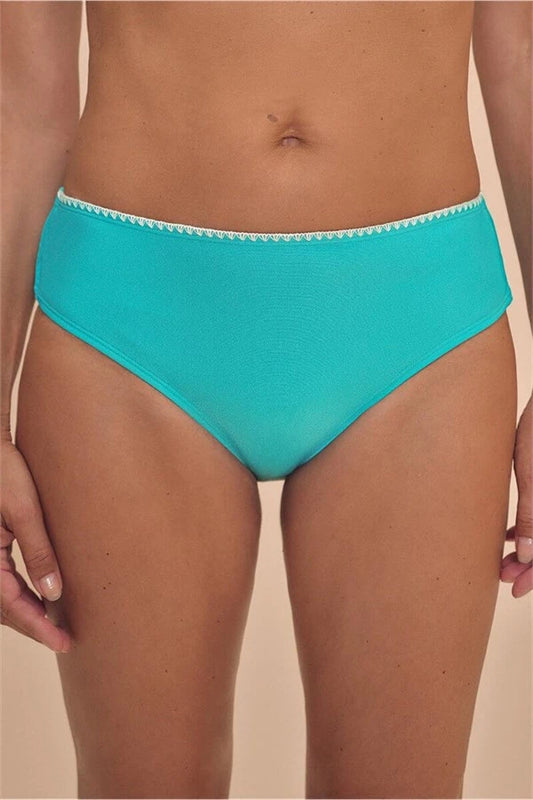 Salerno Mid-Height Bikini Bottom - Light Jade/White
