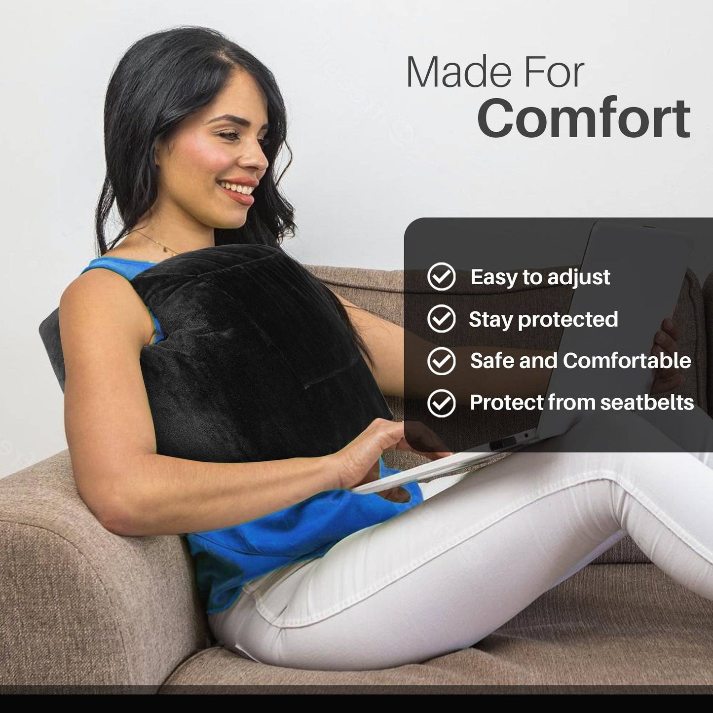 Cheer Collection Post Mastectomy Pillow - Post Surgery Chest Protection Pillow: Black